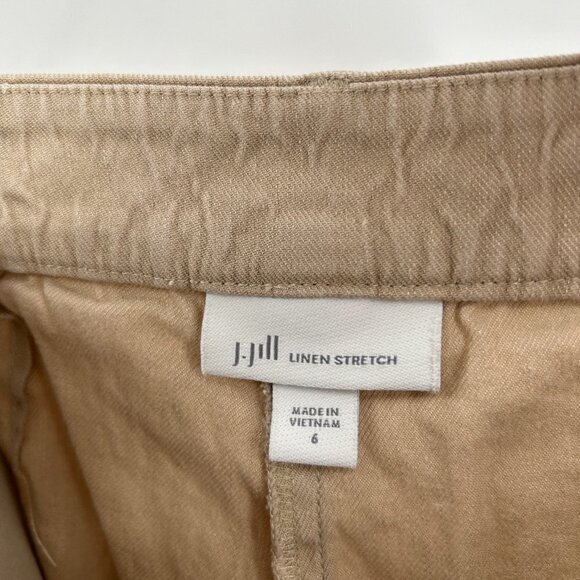 J. JILL Women's Khaki Tan Linen Blend Stretch Straight Leg Office Pants Size 6 - Picture 6 of 7